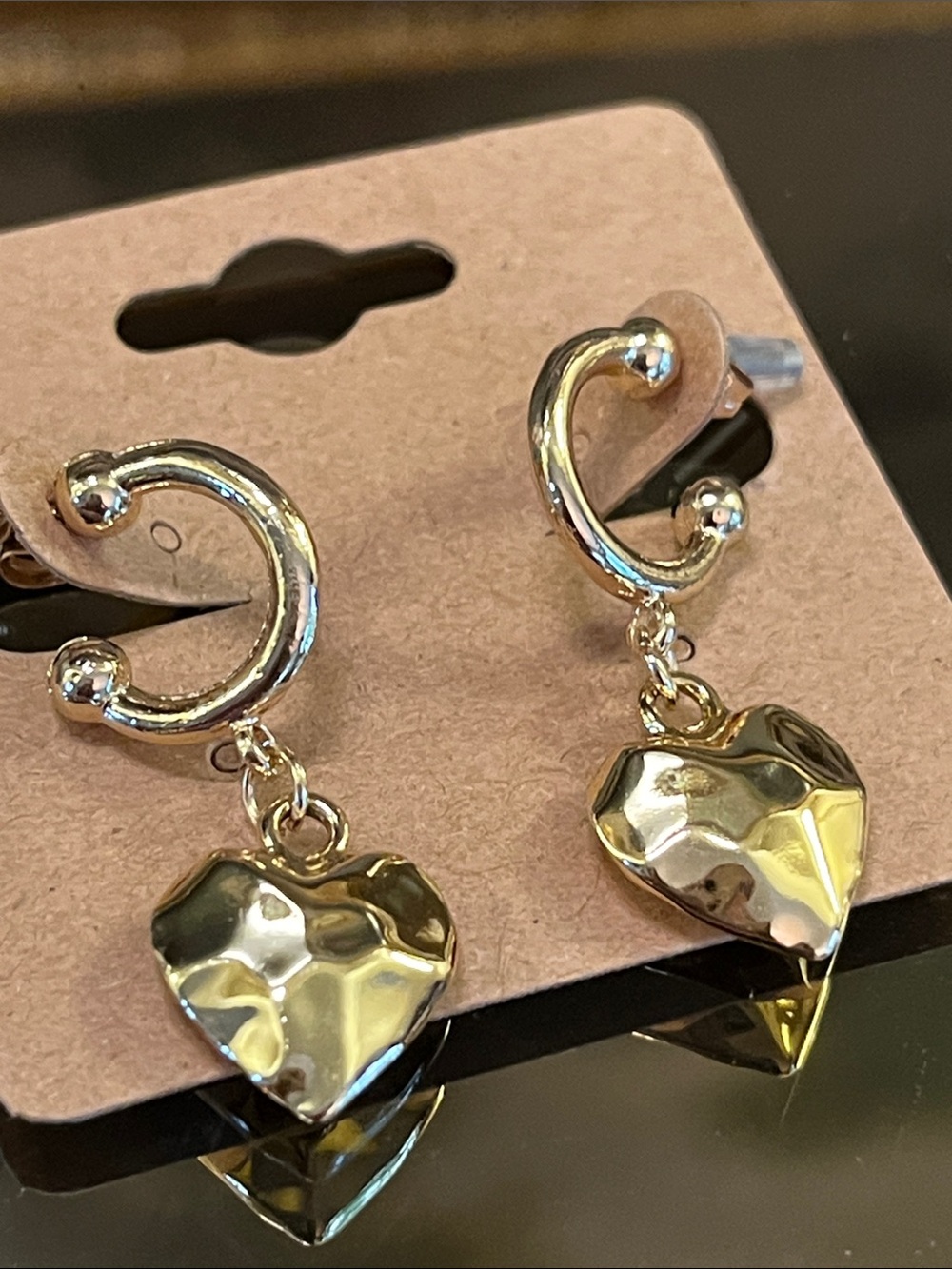 Gold Heart Huggie Hoop Earrings